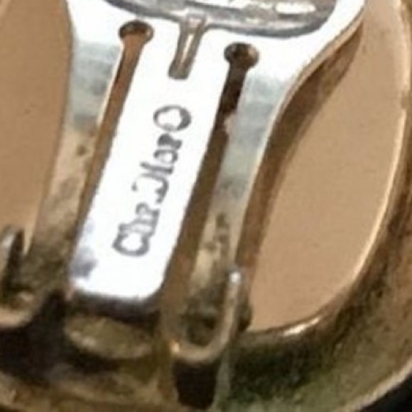 Vintage Christian dior gold faux lapis rectangle button studs clip on Earrings - Picture 8 of 8